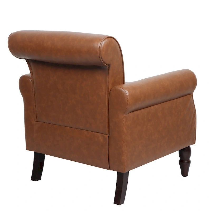 2 Set Nailheads Accent Chair Faux Leather Armchair