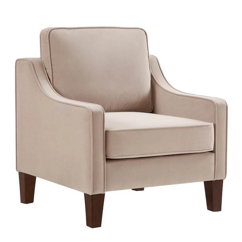 Sessel, Wohnzimmer-Einsitzer-Sofa mit Holzbeinen, gepolsterter Samt-Akzentsessel