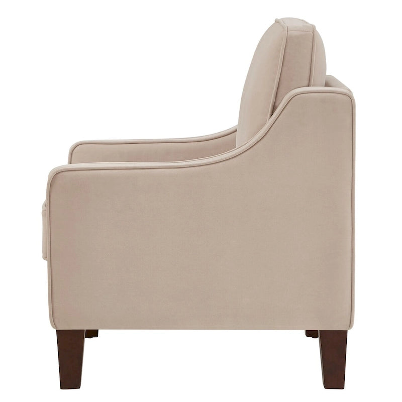 Sessel, Wohnzimmer-Einsitzer-Sofa mit Holzbeinen, gepolsterter Samt-Akzentsessel