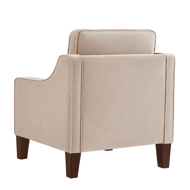 Sessel, Wohnzimmer-Einsitzer-Sofa mit Holzbeinen, gepolsterter Samt-Akzentsessel