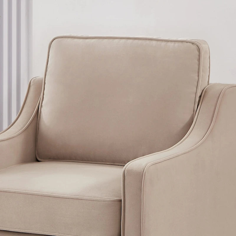Sessel, Wohnzimmer-Einsitzer-Sofa mit Holzbeinen, gepolsterter Samt-Akzentsessel