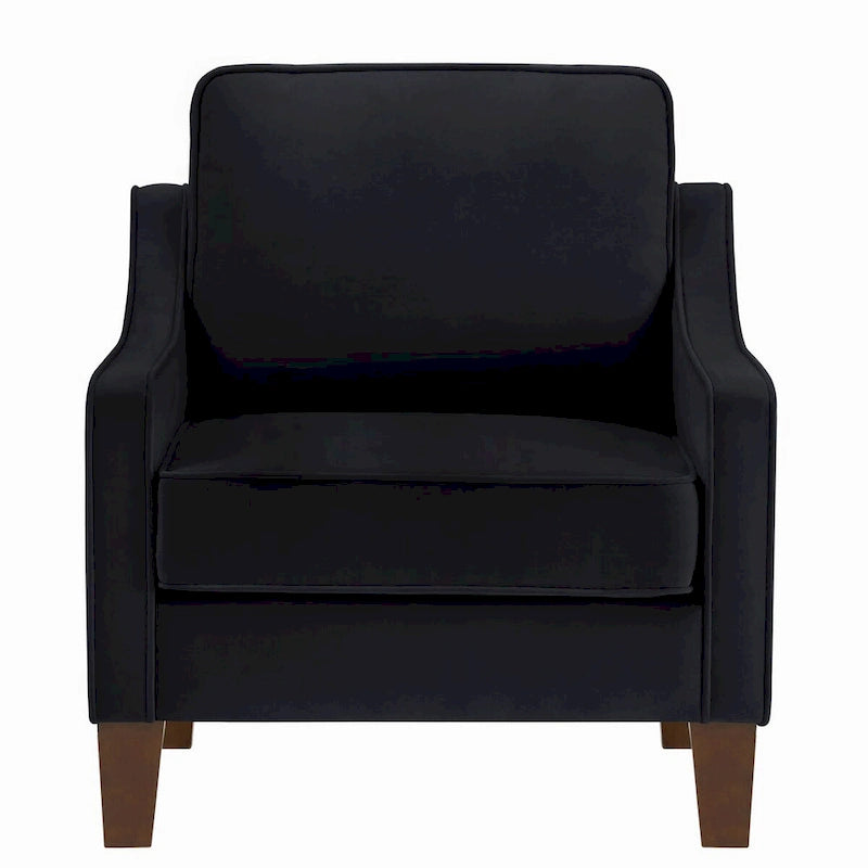 Sessel, Wohnzimmer-Einsitzer-Sofa mit Holzbeinen, gepolsterter Samt-Akzentsessel