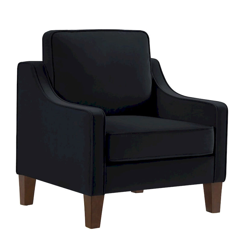 Sessel, Wohnzimmer-Einsitzer-Sofa mit Holzbeinen, gepolsterter Samt-Akzentsessel