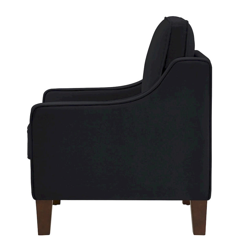 Sessel, Wohnzimmer-Einsitzer-Sofa mit Holzbeinen, gepolsterter Samt-Akzentsessel