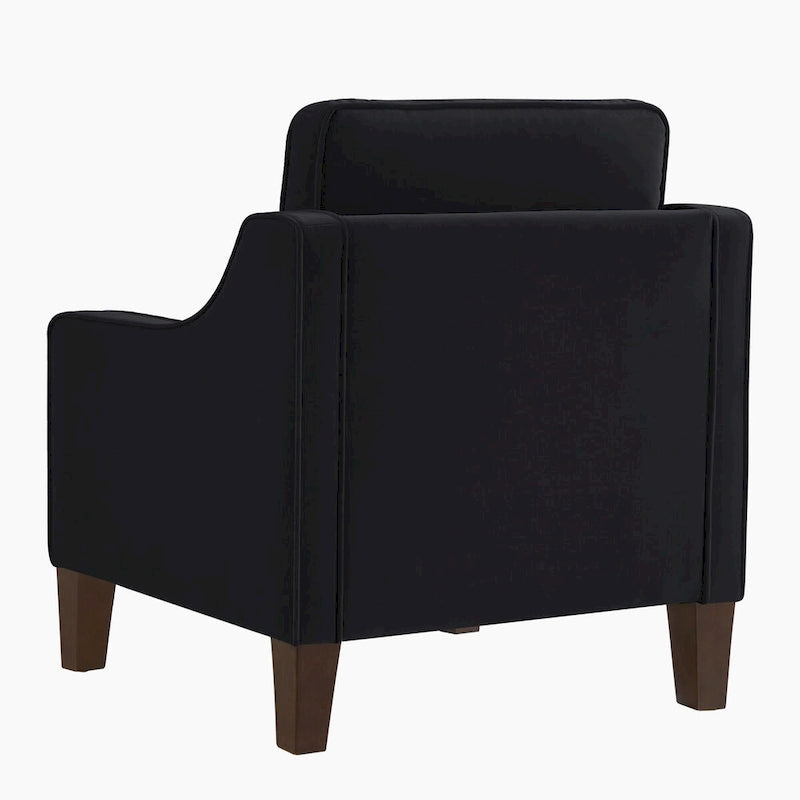 Sessel, Wohnzimmer-Einsitzer-Sofa mit Holzbeinen, gepolsterter Samt-Akzentsessel