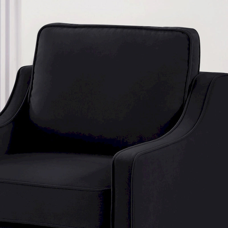 Sessel, Wohnzimmer-Einsitzer-Sofa mit Holzbeinen, gepolsterter Samt-Akzentsessel