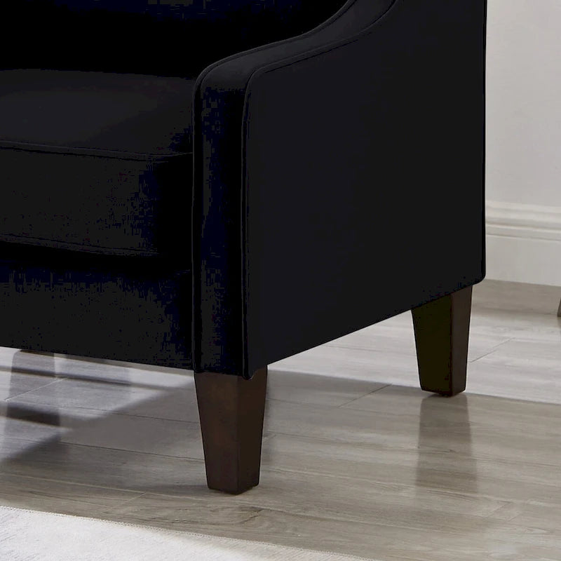 Sessel, Wohnzimmer-Einsitzer-Sofa mit Holzbeinen, gepolsterter Samt-Akzentsessel