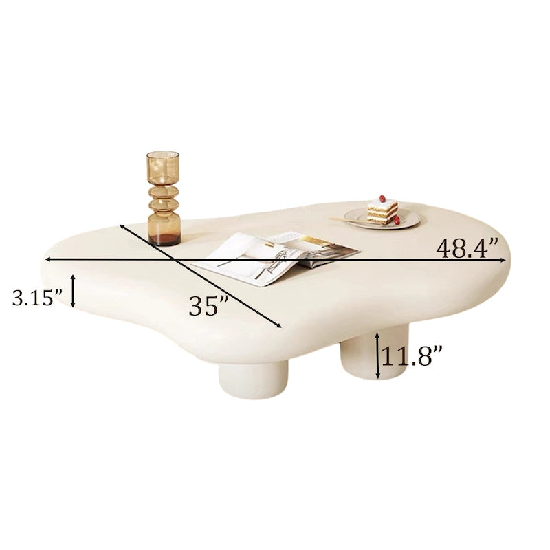 Mesa de centro moderna em forma de nuvem de 48.43 para sala de estar, mesa de centro com 4 pernas - 48.4