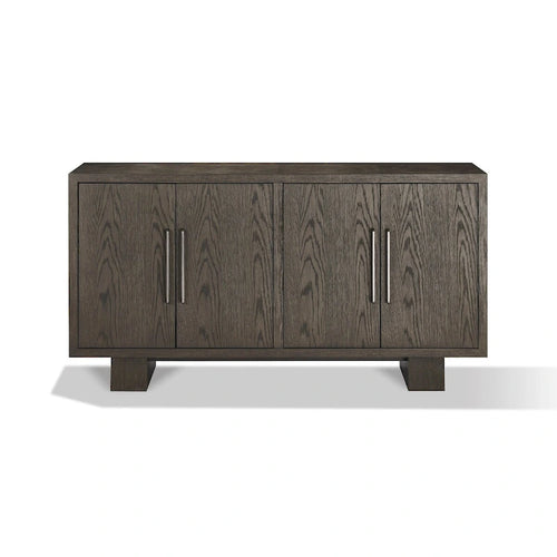 172,7 cm hohes Sideboard-Buffetschrank aus Gummibaumholz mit Maserungsdetails in Aschgrau