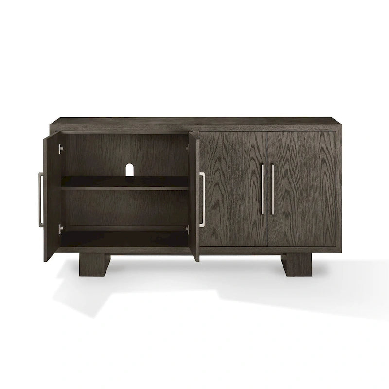 68 Inch Sideboard Buffet Cabinet, Rubberwood, Grain Details, Ash Gray