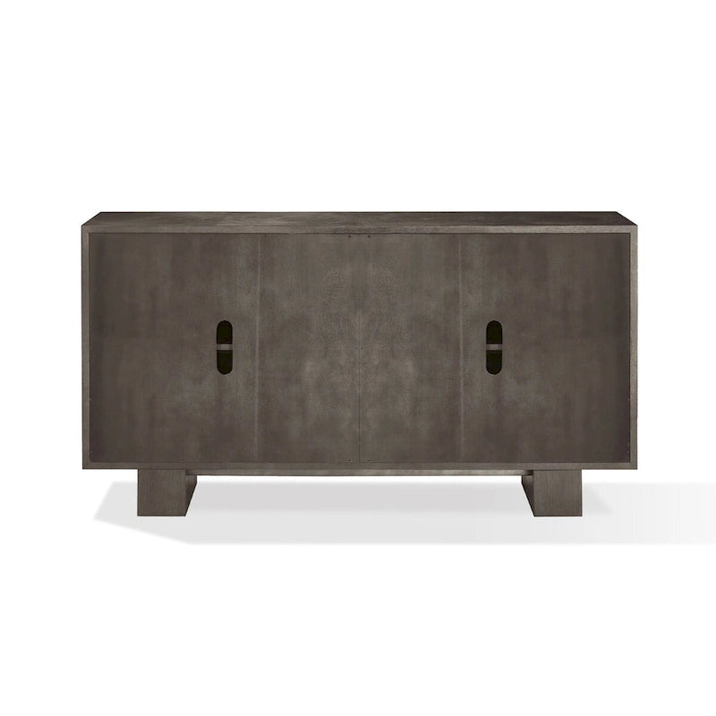 68 Inch Sideboard Buffet Cabinet, Rubberwood, Grain Details, Ash Gray