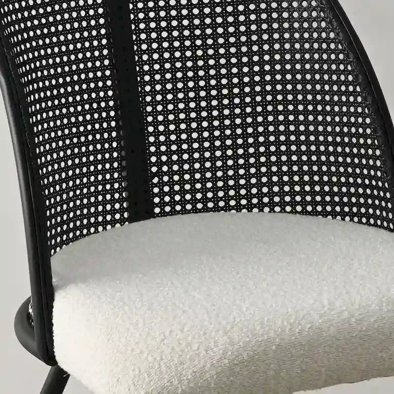 High Back Rattan Boucle Dining Chair