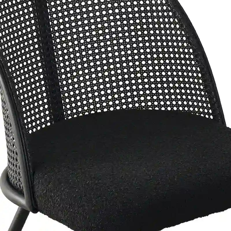 High Back Rattan Boucle Dining Chair