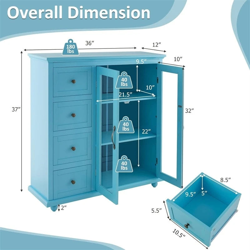 Credenza con buffet e contenitore - 12D x 36W x 37H