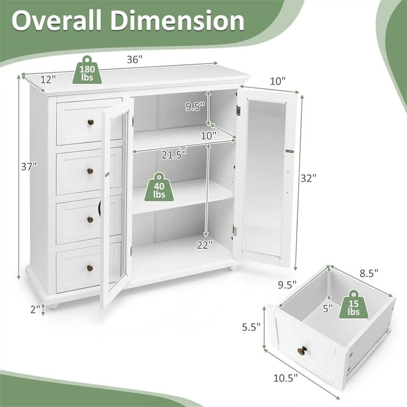 Credenza con buffet e contenitore - 12D x 36W x 37H