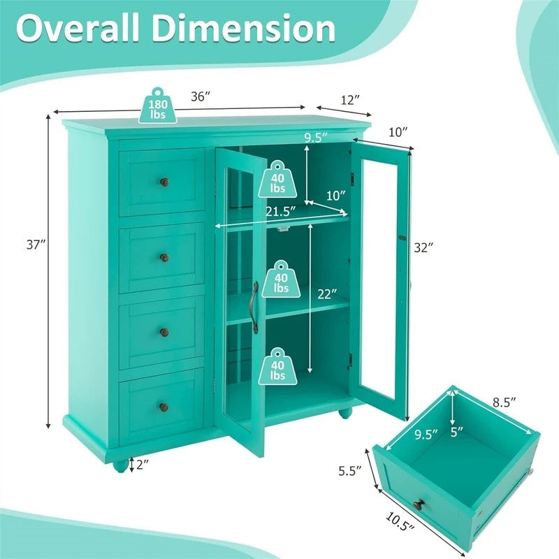 Credenza con buffet e contenitore - 12D x 36W x 37H