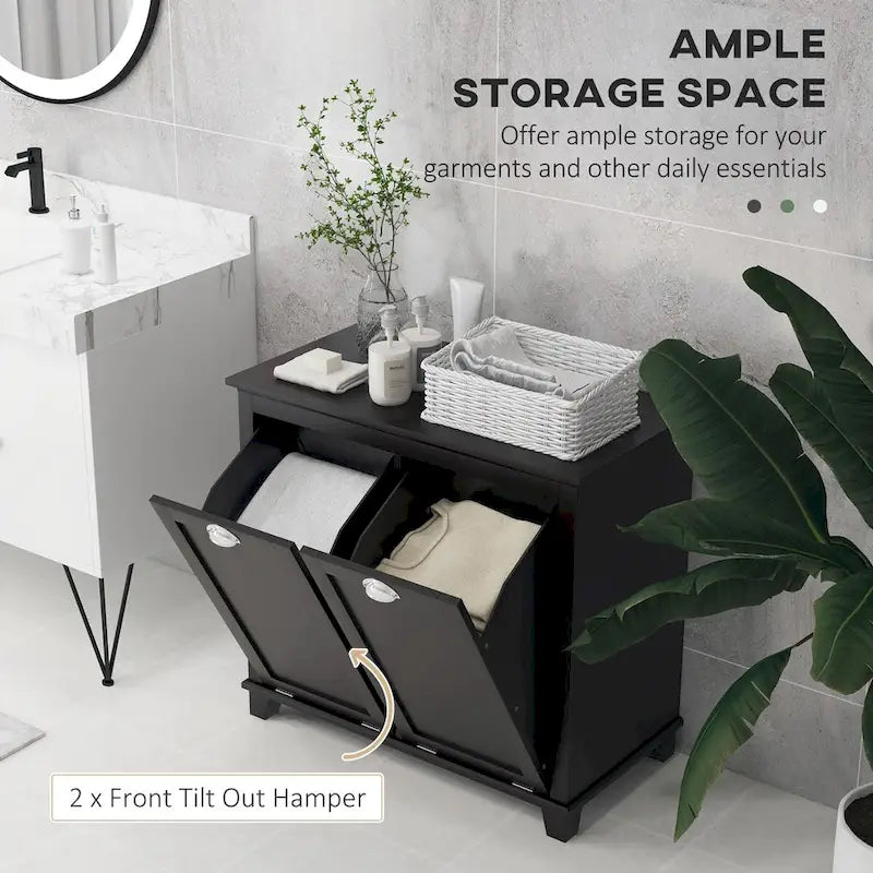 Bathroom Storage Cabinet with Dual Tilt out Laundry Hamper