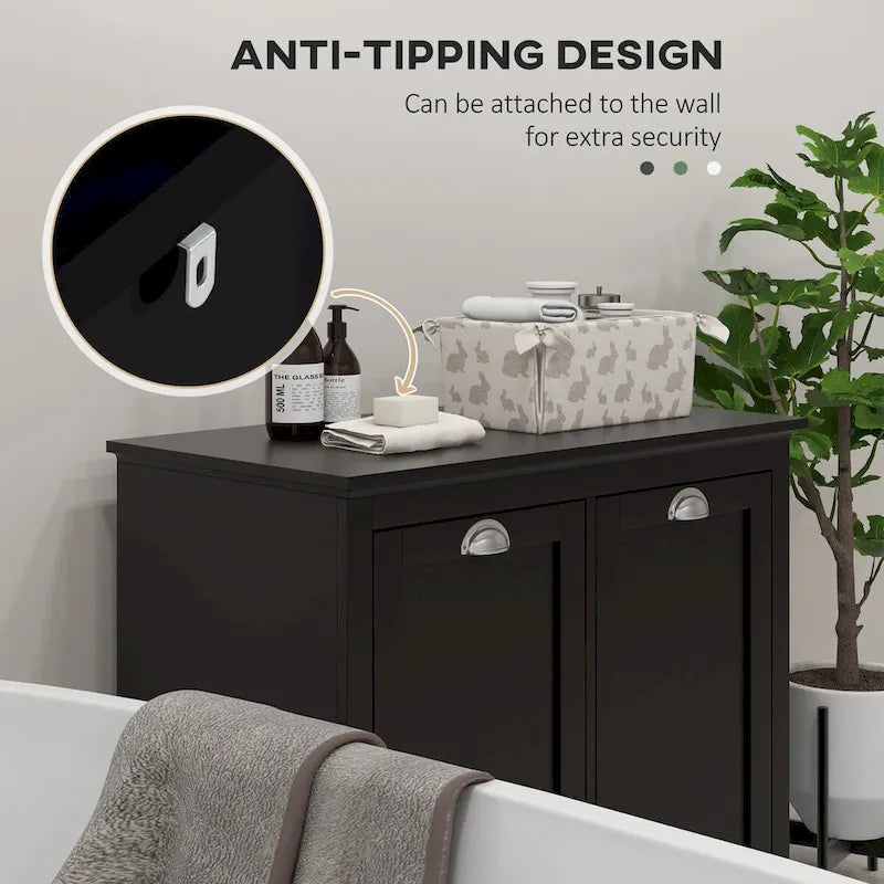 Bathroom Storage Cabinet with Dual Tilt out Laundry Hamper