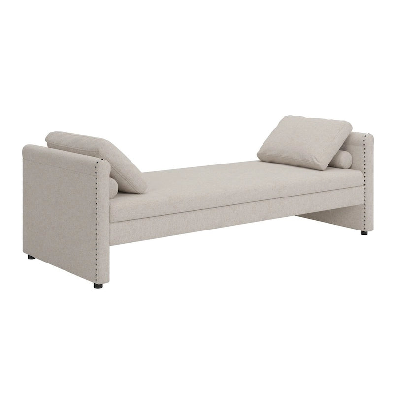Modern Upholstered Chaise Lounger Daybed with Pillows Small Single Daybed for Living Rooms