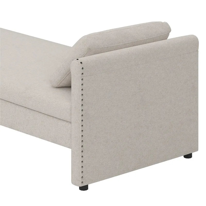 Moderní čalouněné lehátko typu chaise longue s polštáři, malé jednomístné lehátko do obývacího pokoje
