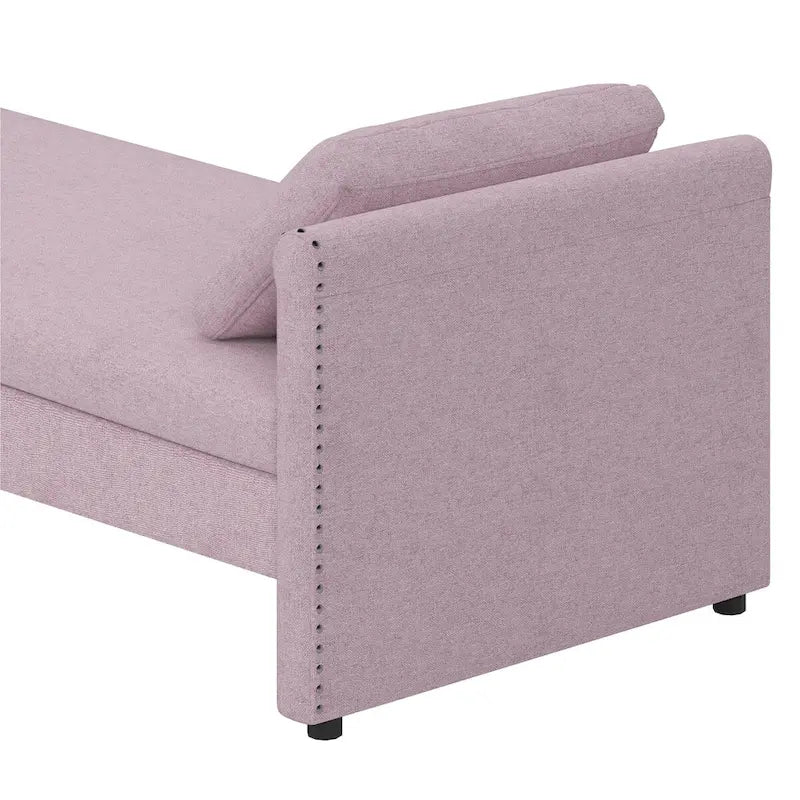 Moderní čalouněné lehátko typu chaise longue s polštáři, malé jednomístné lehátko do obývacího pokoje