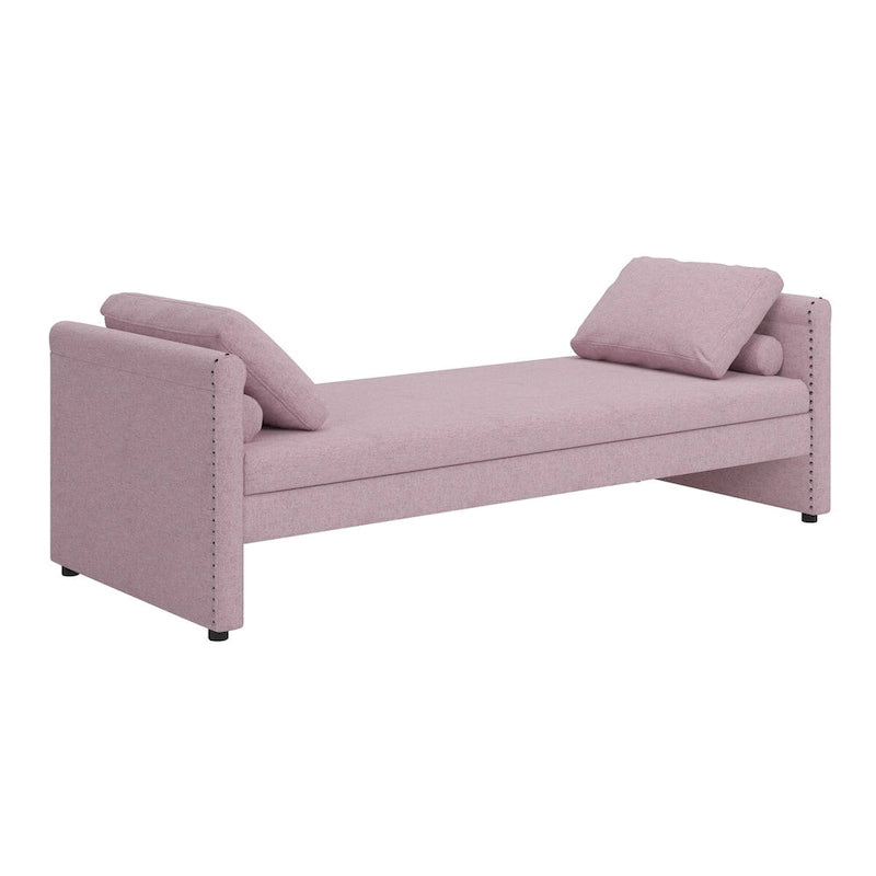 Moderní čalouněné lehátko typu chaise longue s polštáři, malé jednomístné lehátko do obývacího pokoje