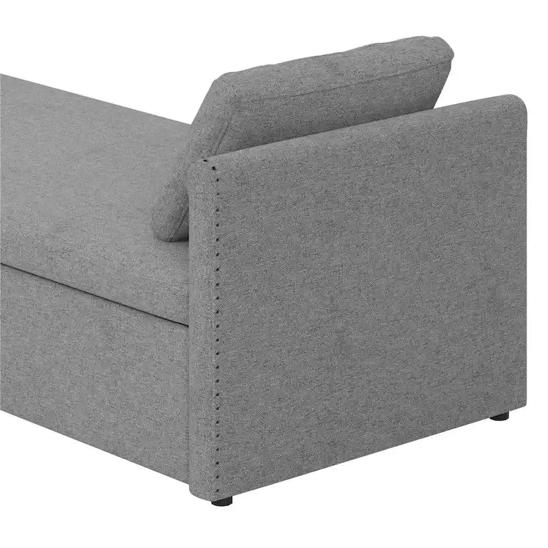 Moderní čalouněné lehátko typu chaise longue s polštáři, malé jednomístné lehátko do obývacího pokoje