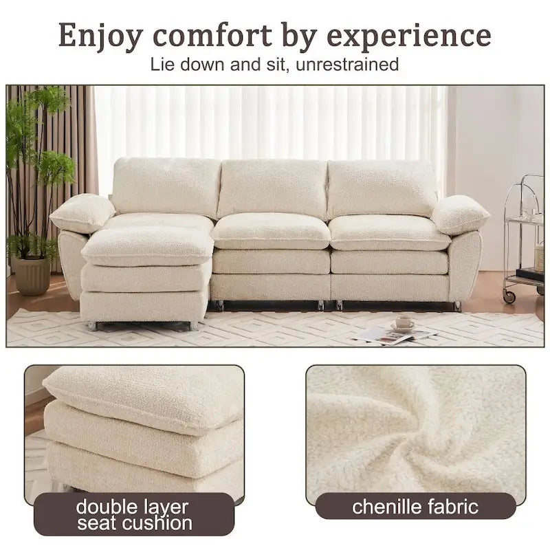 Modern Deep 3-Seat Sofa Couch